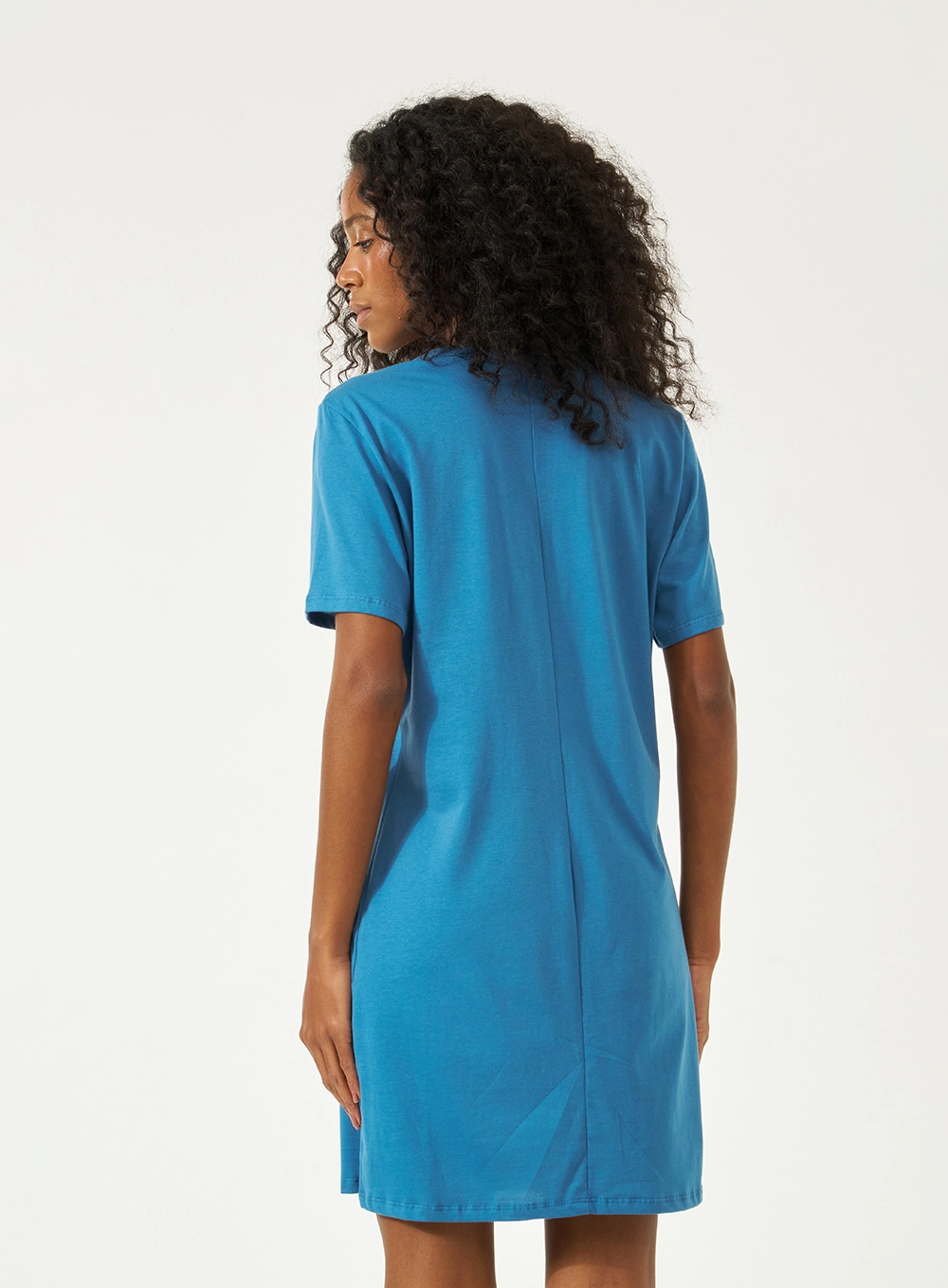 Vestido T-shirt Com Estampa Alto Relevo Azul