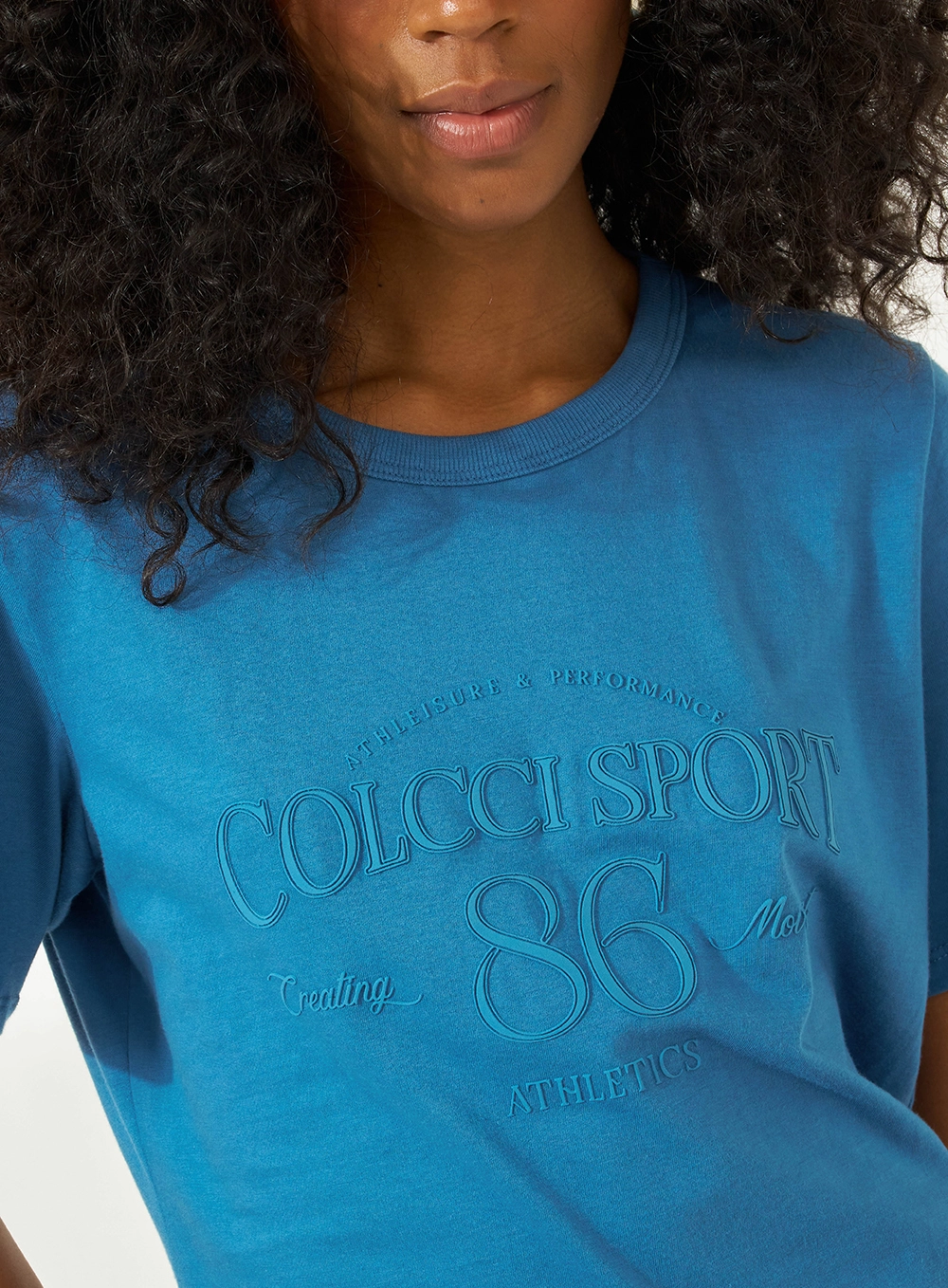 Vestido T-shirt Com Estampa Alto Relevo Azul