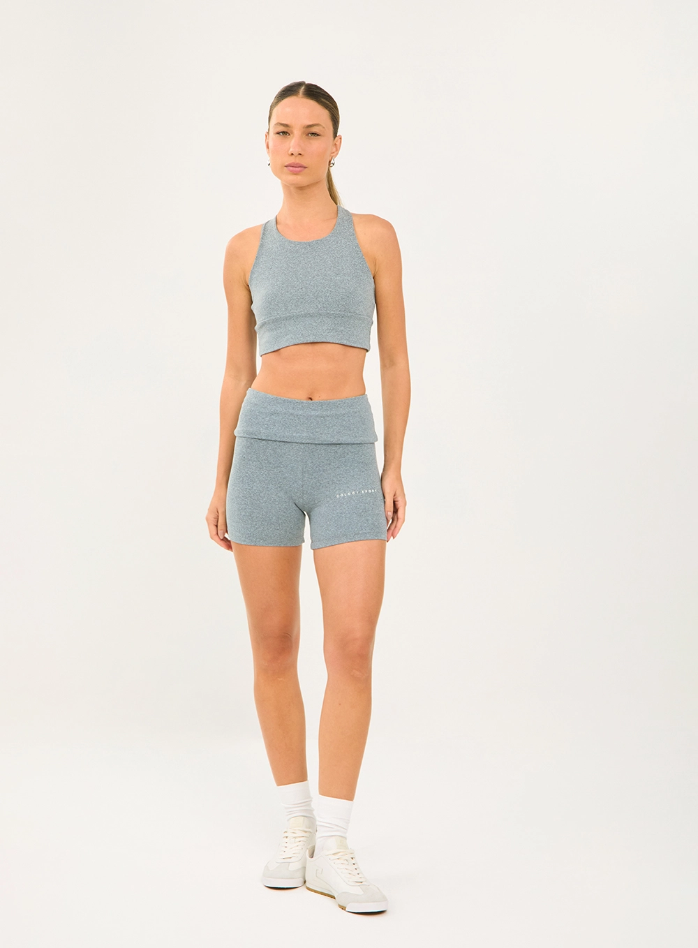 Top Slim Com Transpasse Costas Cinza