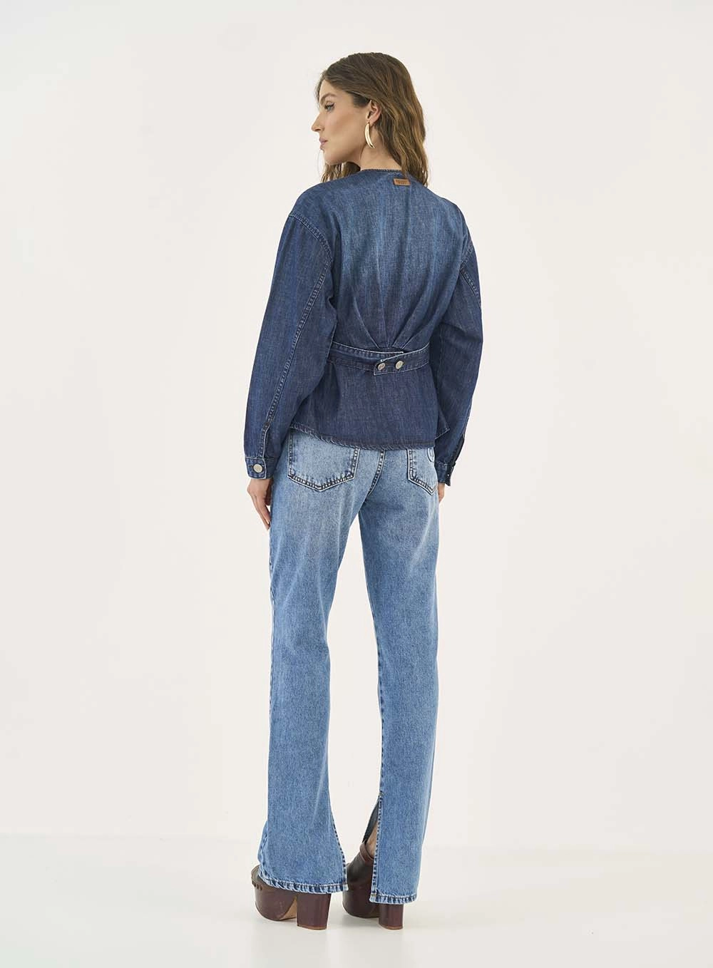 Calça Jeans Roma Reta Barra Com Fenda Índigo