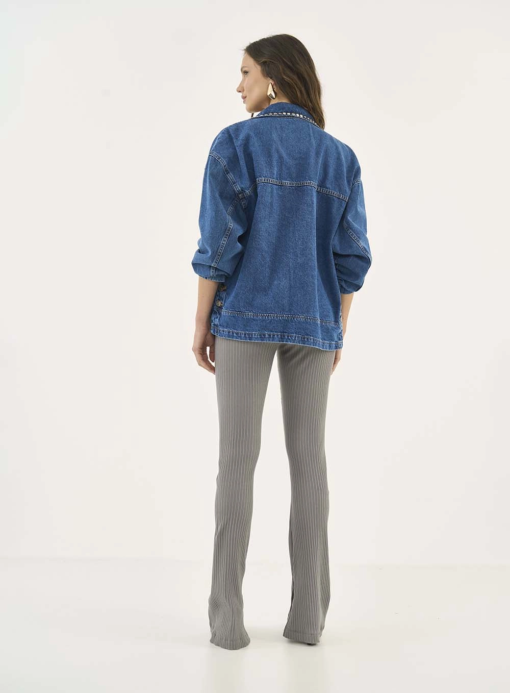 Calça Canelada Cinza