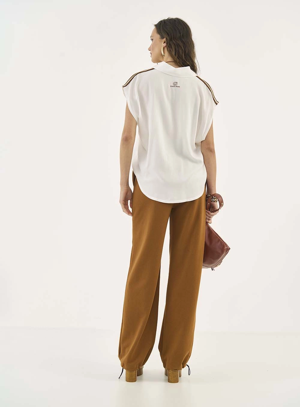 Calça Moletom Wide Leg Marrom