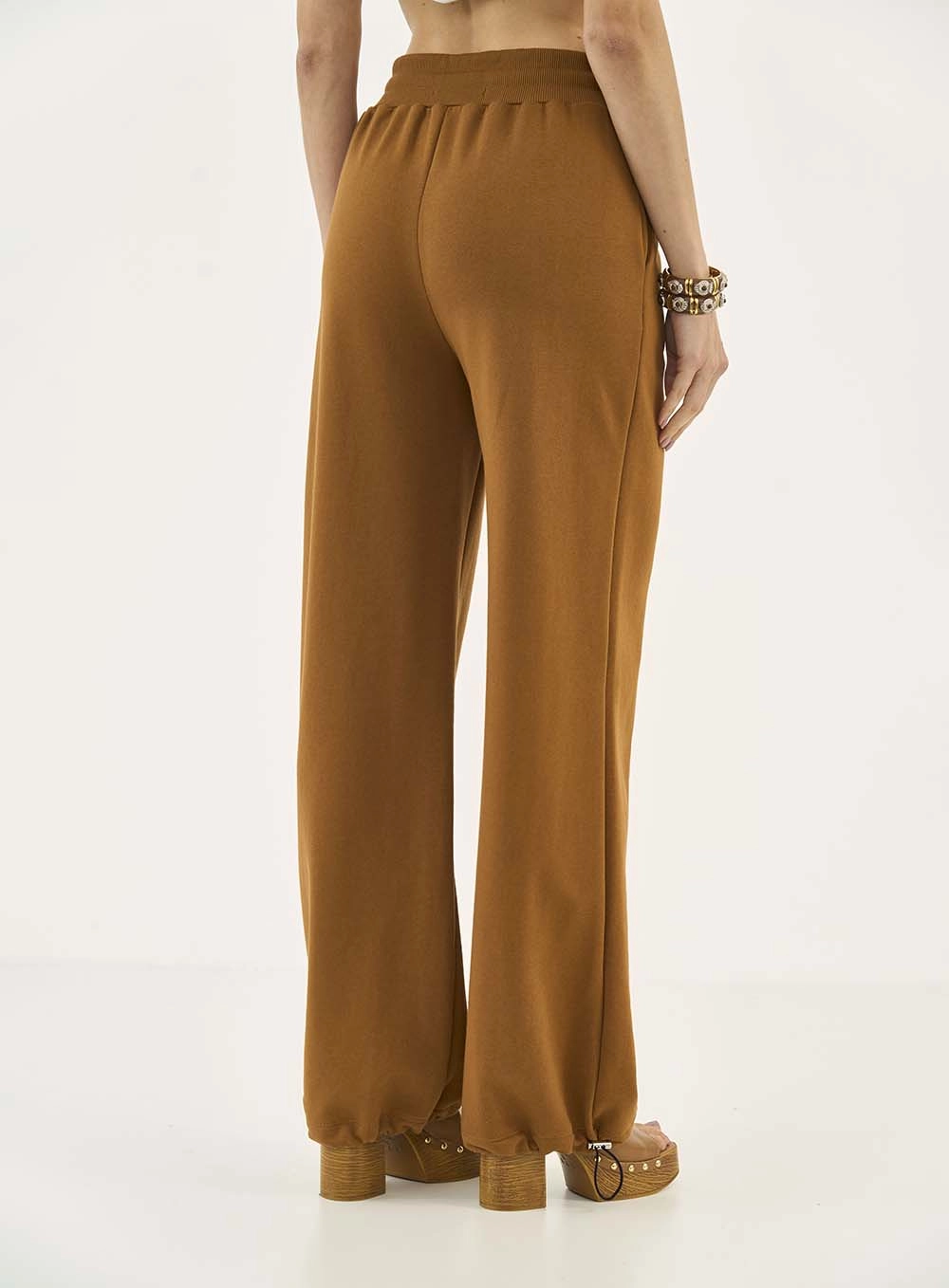 Calça Moletom Wide Leg Marrom