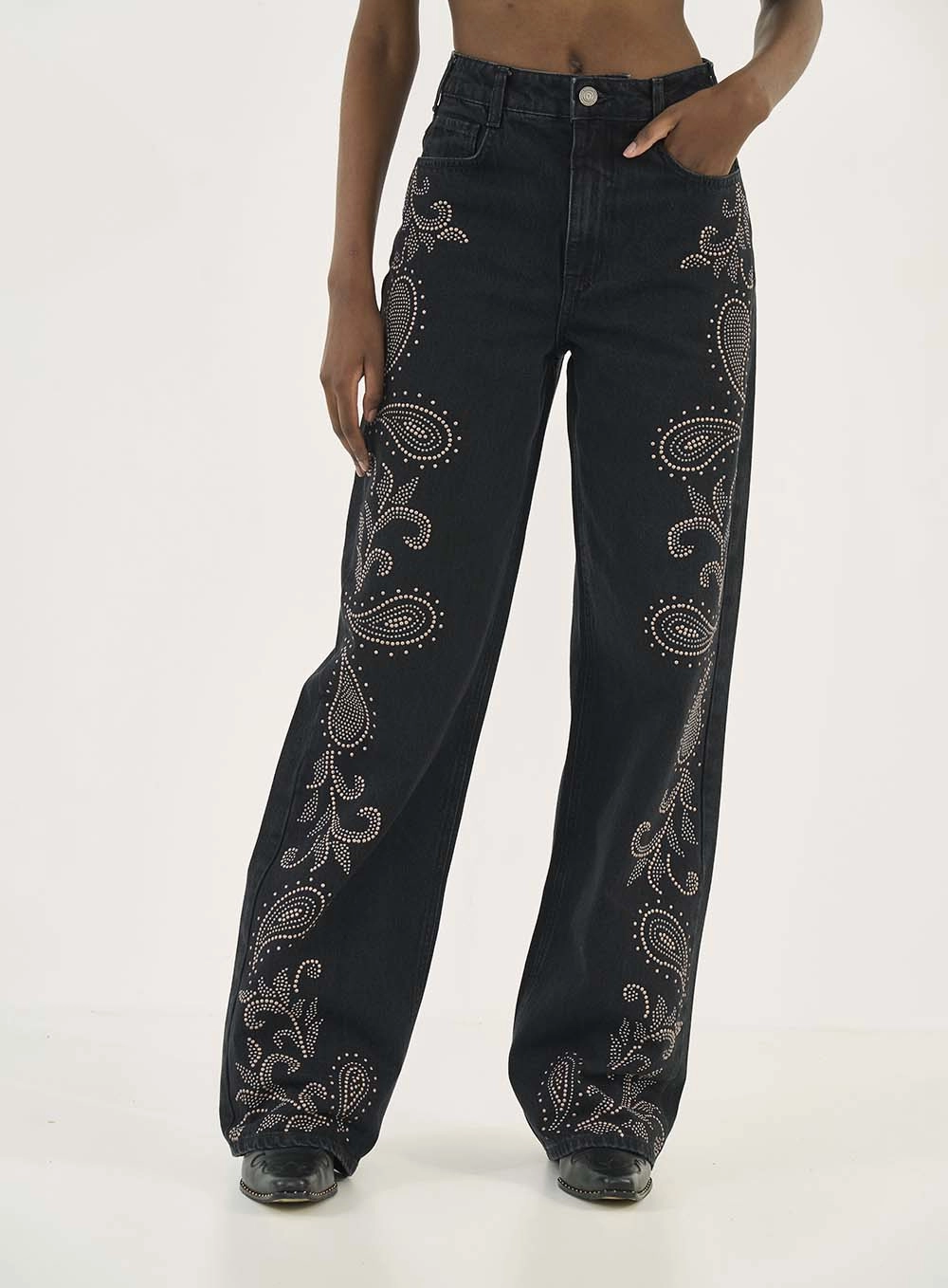 Calça Jeans Berlim Com Aplicação Indigo Preto