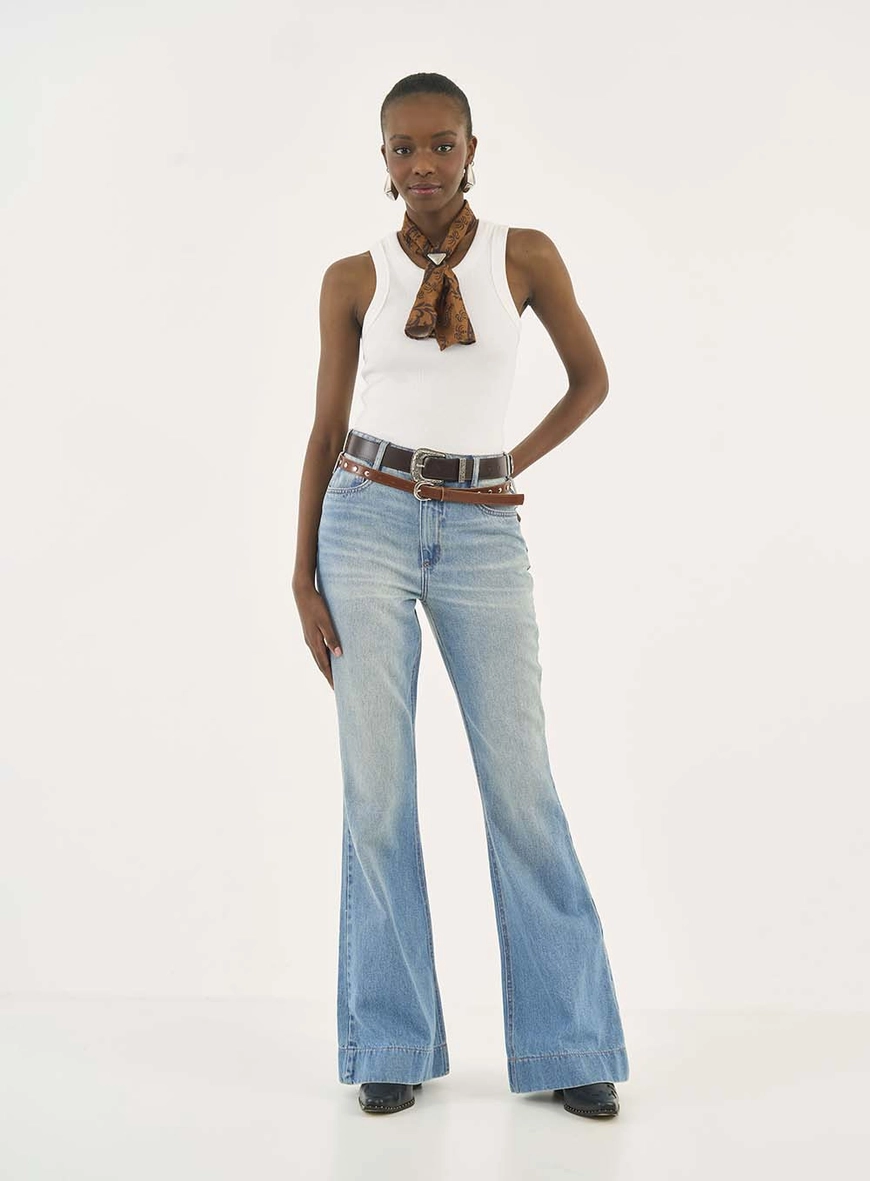 Calça Jeans Roma Flare Com Cintos