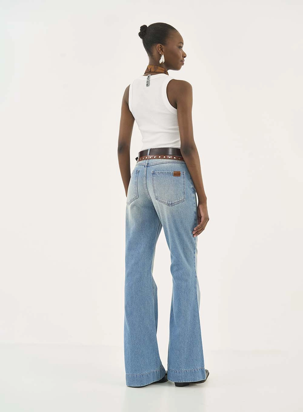 Calça Jeans Roma Flare Com Cintos Índigo