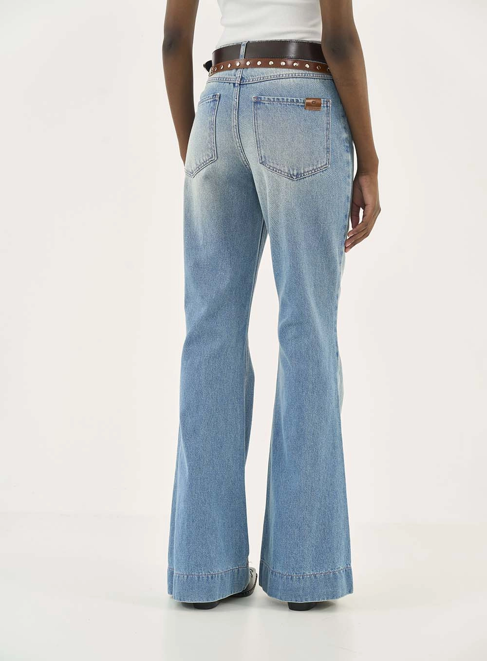 Calça Jeans Roma Flare Com Cintos Índigo