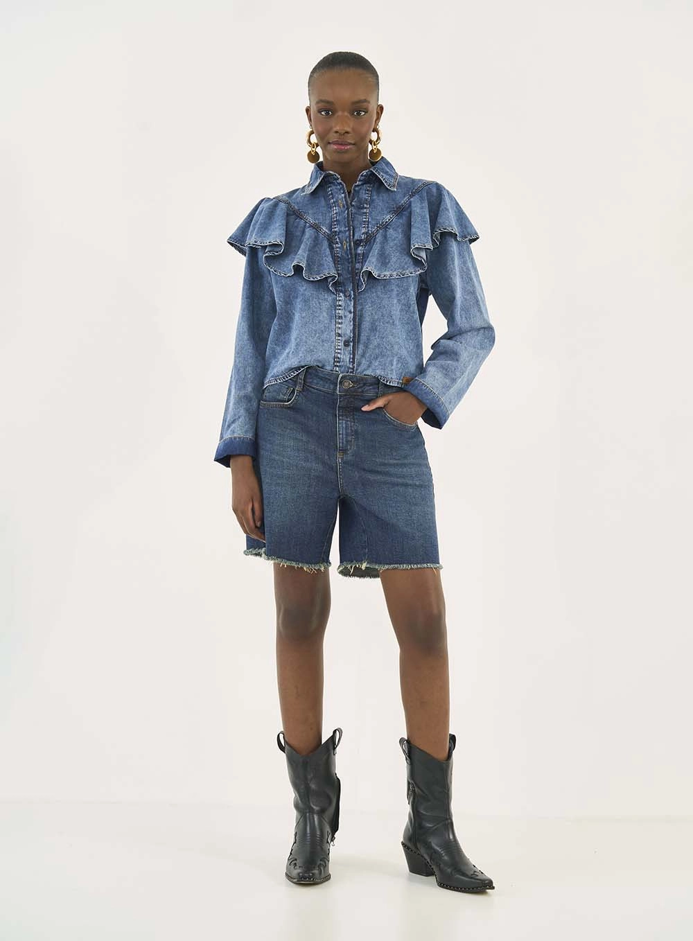 Bermuda Jeans Cancun Stretch Índigo