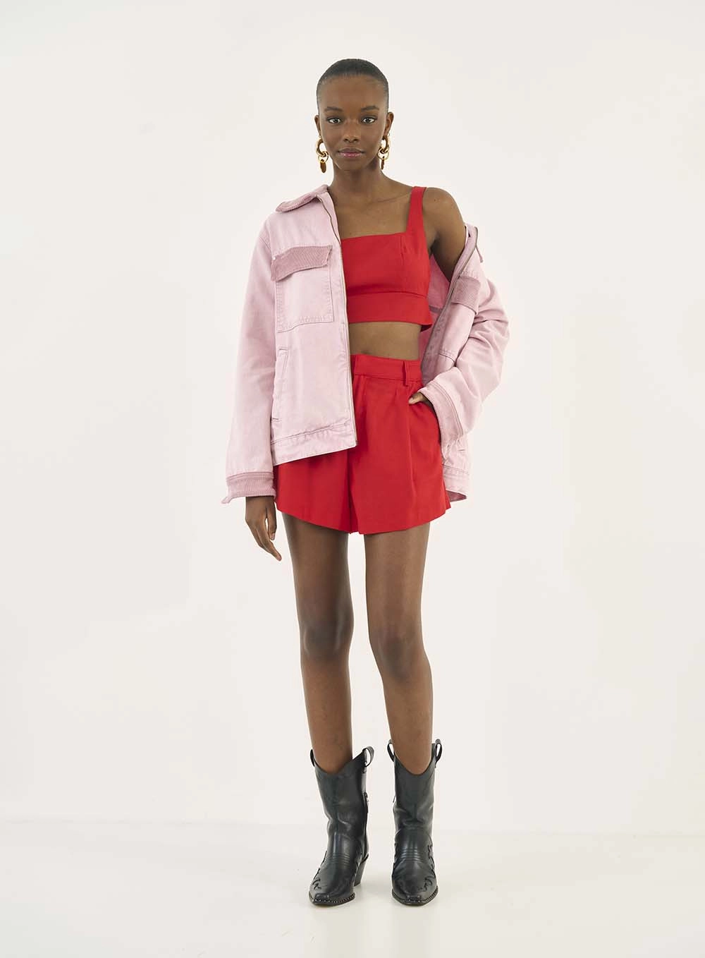 Short Alfaiataria Cintura Alta Vermelho