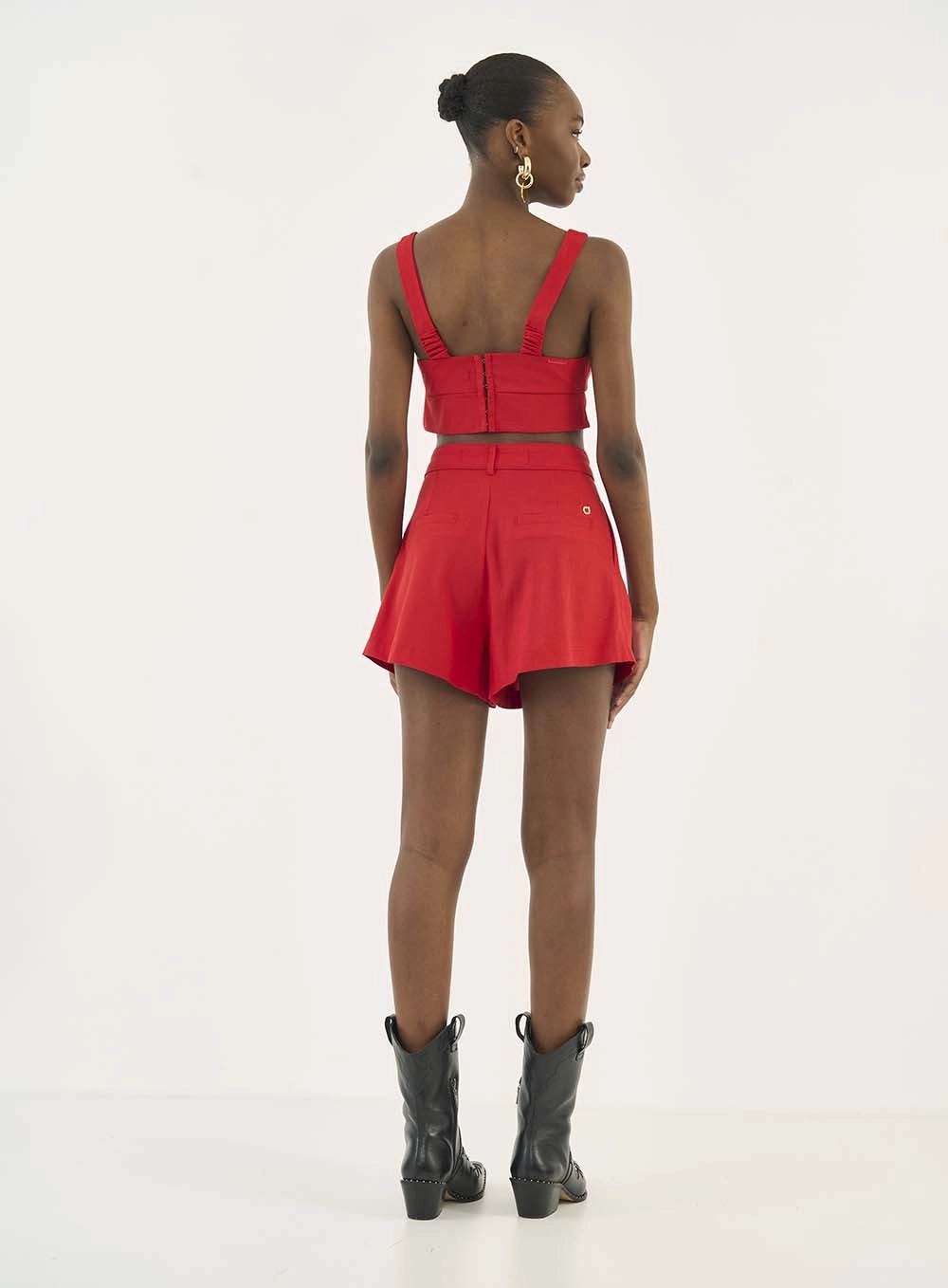 Short Alfaiataria Cintura Alta Vermelho