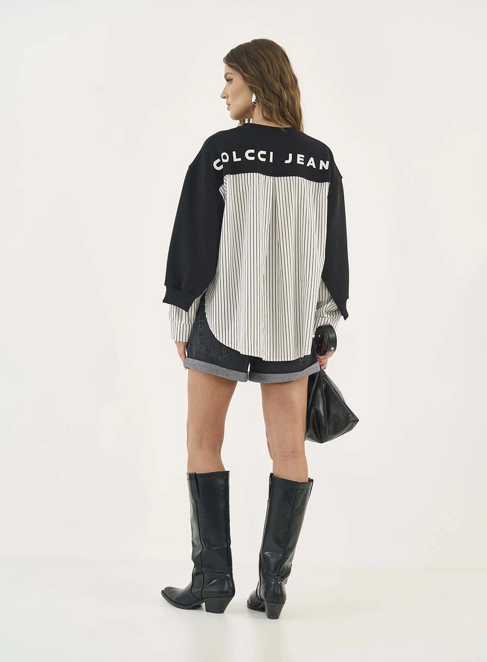 Short Jeans Justo Miami Com Dobra Indigo Preto