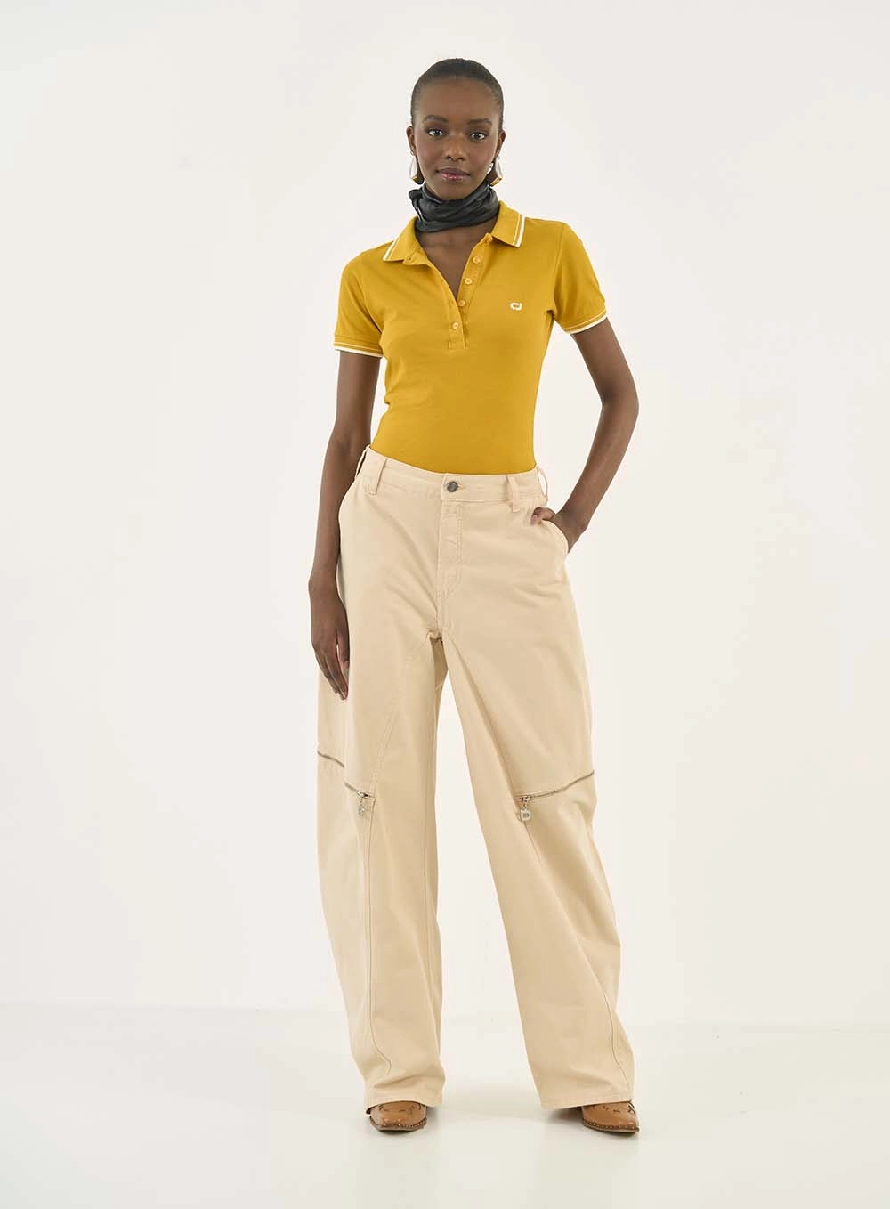 Polo Slim Manga Curta Amarelo