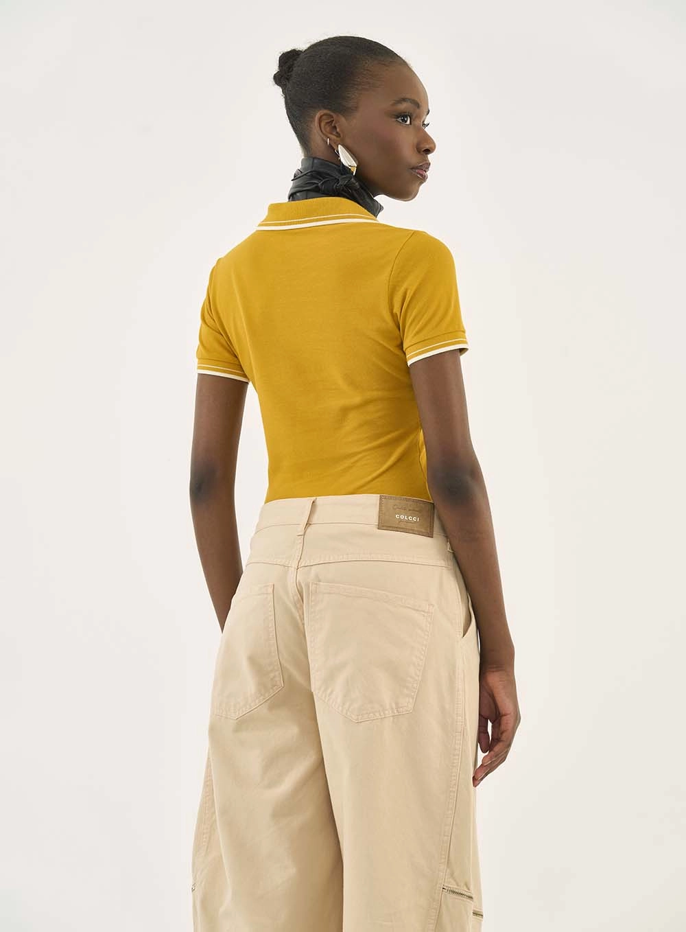 Polo Slim Manga Curta Amarelo