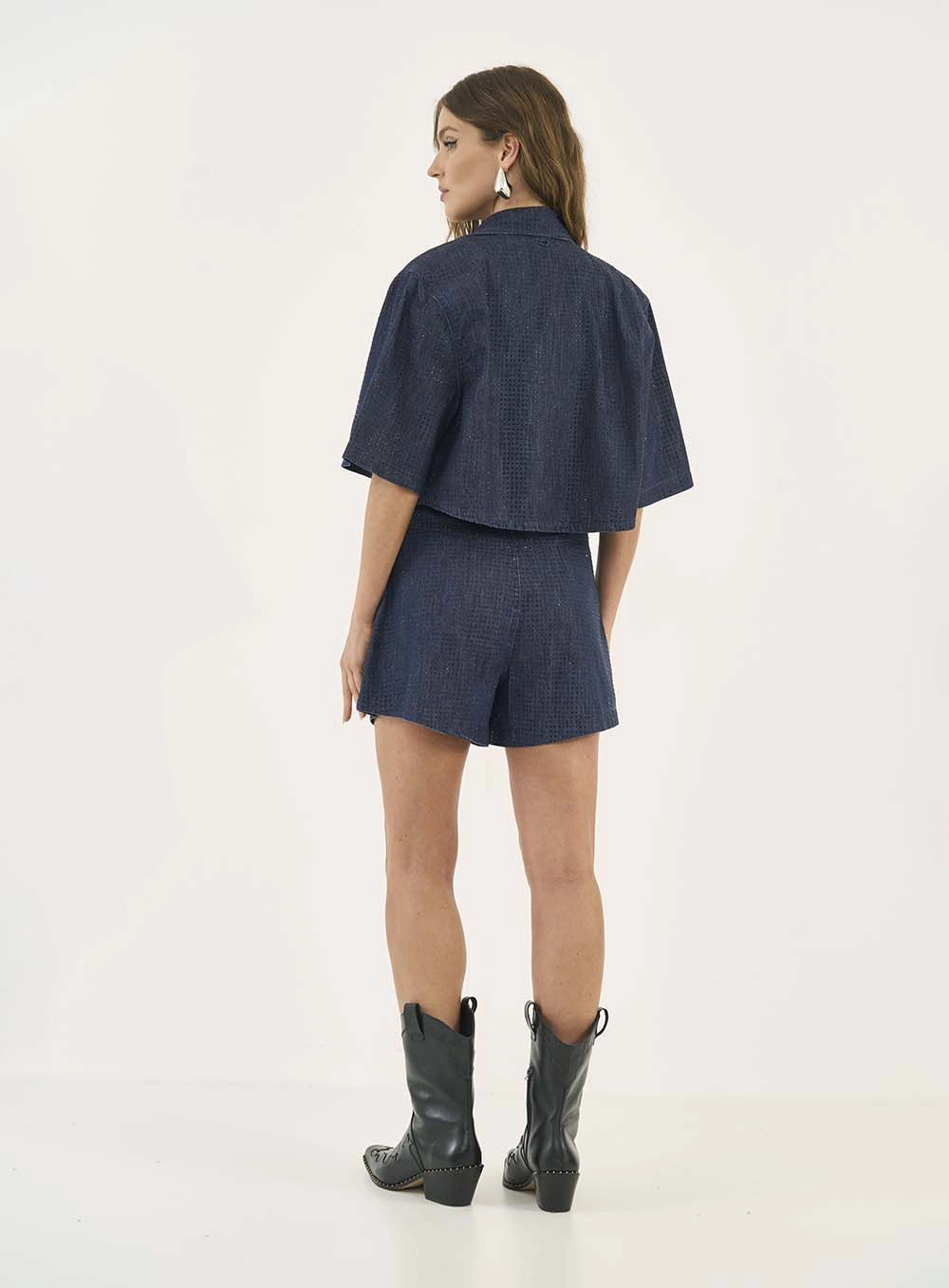 Camisa Jeans Com Aplicação Índigo
