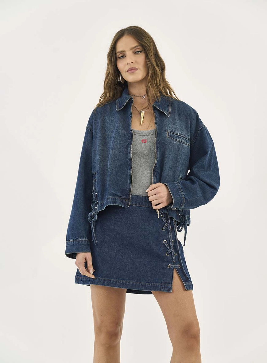 Jaqueta Jeans Comfort Com Fecho Em Zíper