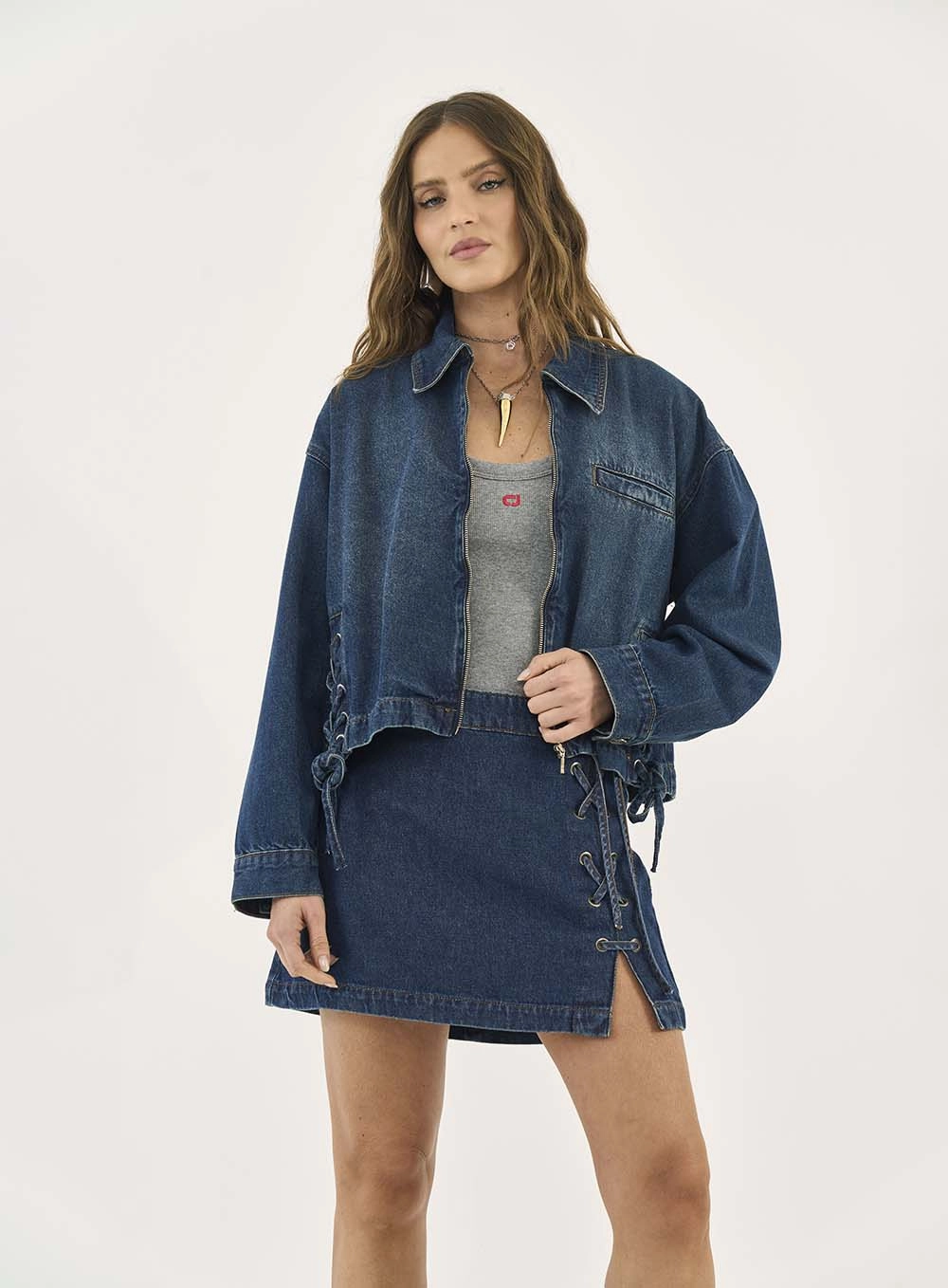 Jaqueta Jeans Comfort Com Fecho Em Zíper Índigo