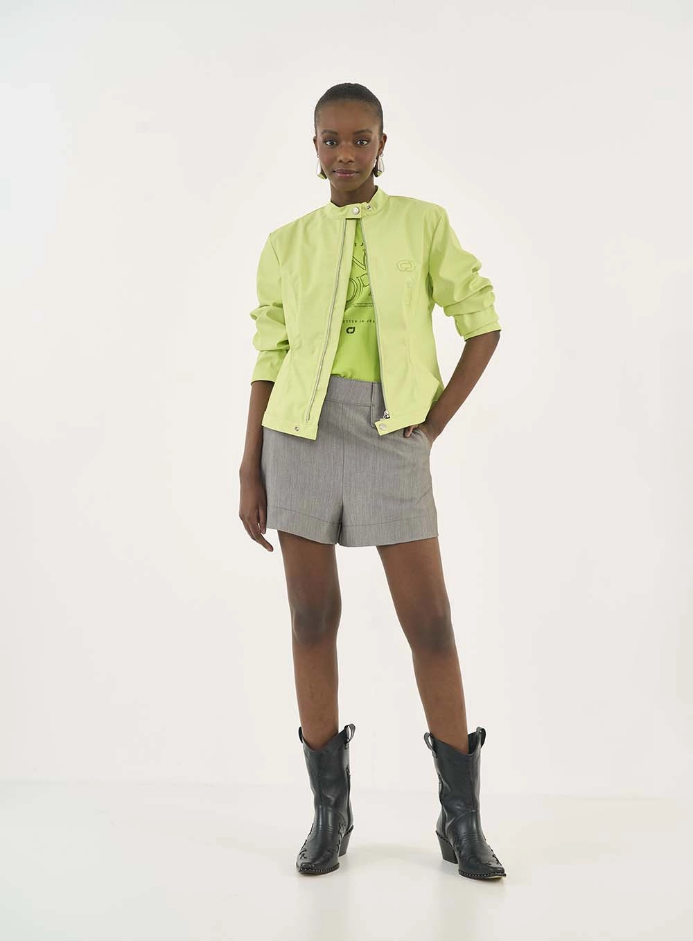 Jaqueta Slim Resinada Verde