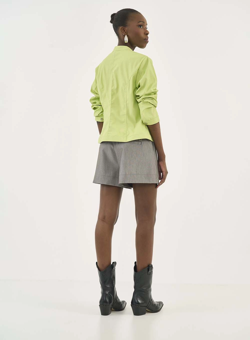 Jaqueta Slim Resinada Verde