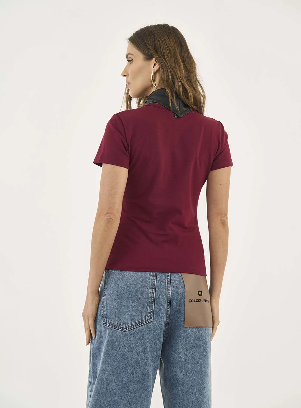 Camiseta Slim Manga Curta Bordo