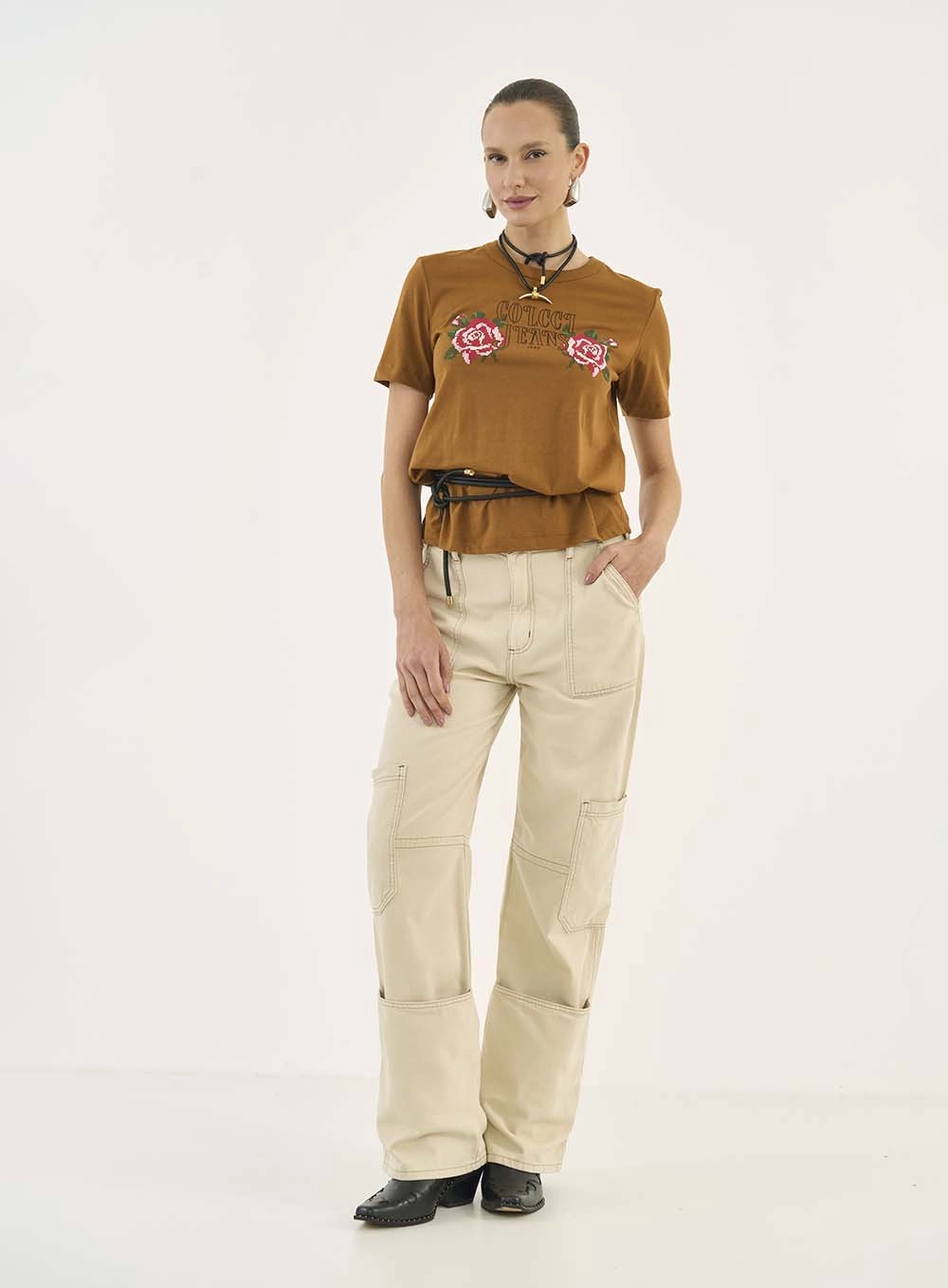 Camiseta Comfort Com Estampa Marrom