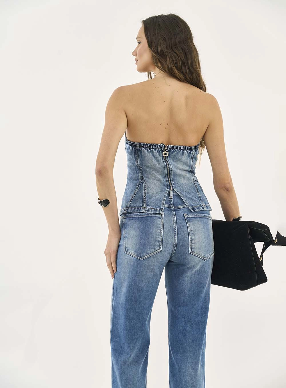 Blusa Corset Jeans Índigo