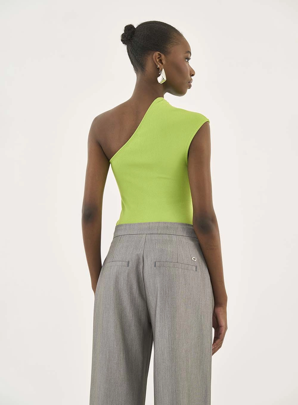 Blusa Slim Assimétrica Com Franzido Lateral Verde