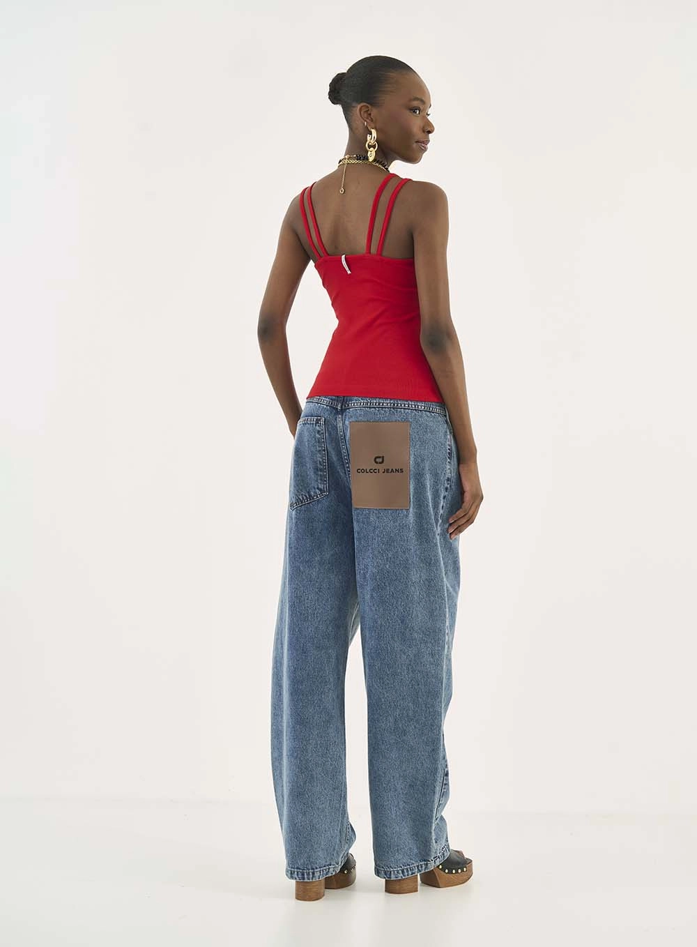 Regata Canelada Slim Alças Duplas Vermelho