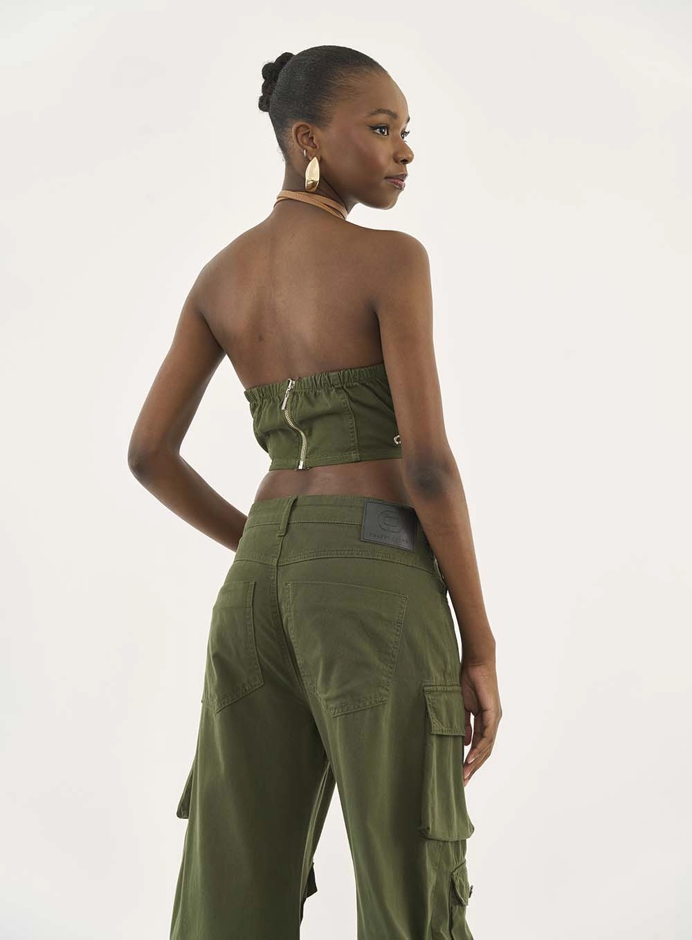 Top Sarja Slim Sem Alças Verde