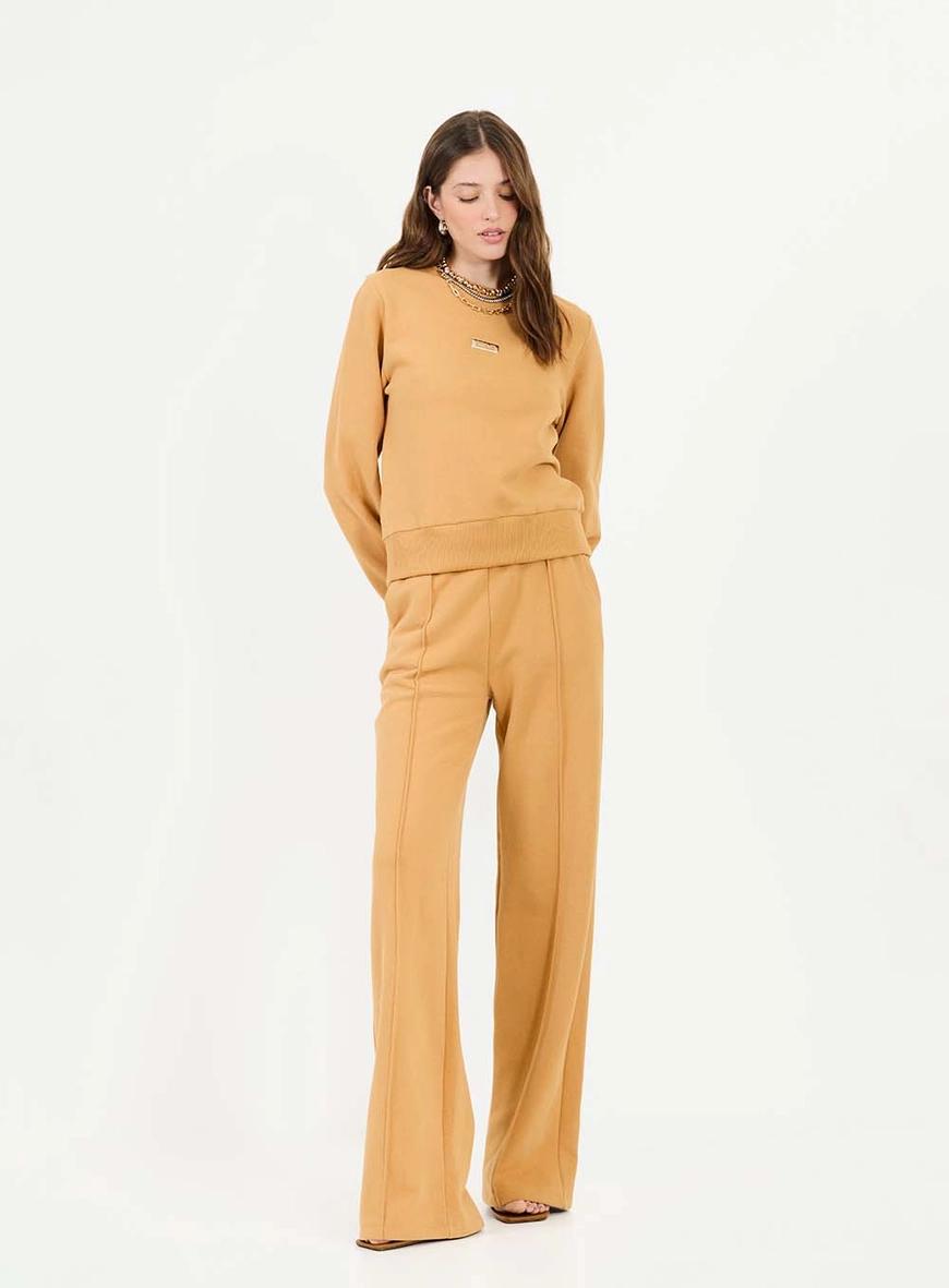 Calça Moletom Wide Leg Marrom 1