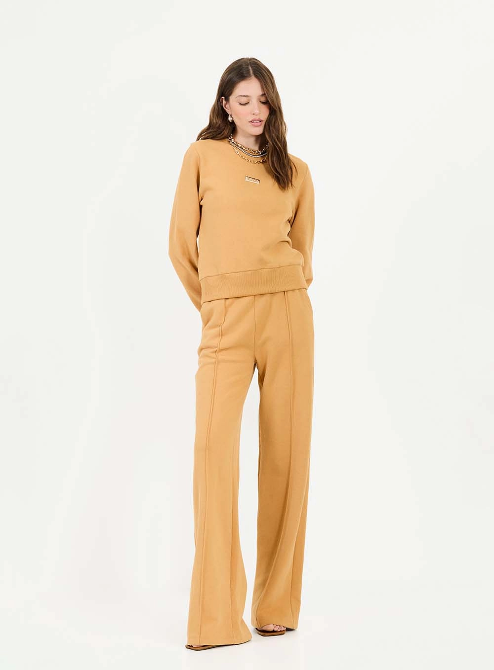 Calça Moletom Wide Leg Marrom 1