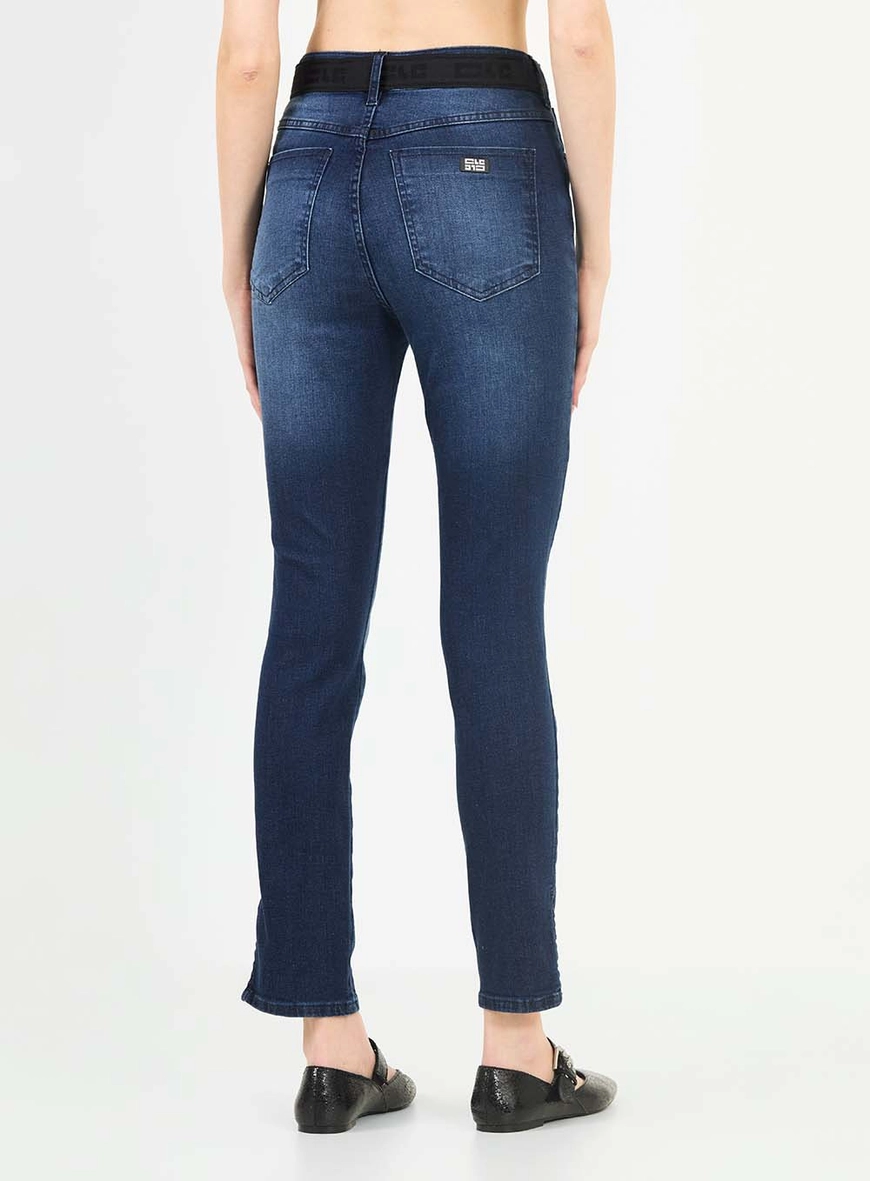 Calça Jeans Feminina Skinny Alta Com Cinto Índigo 4