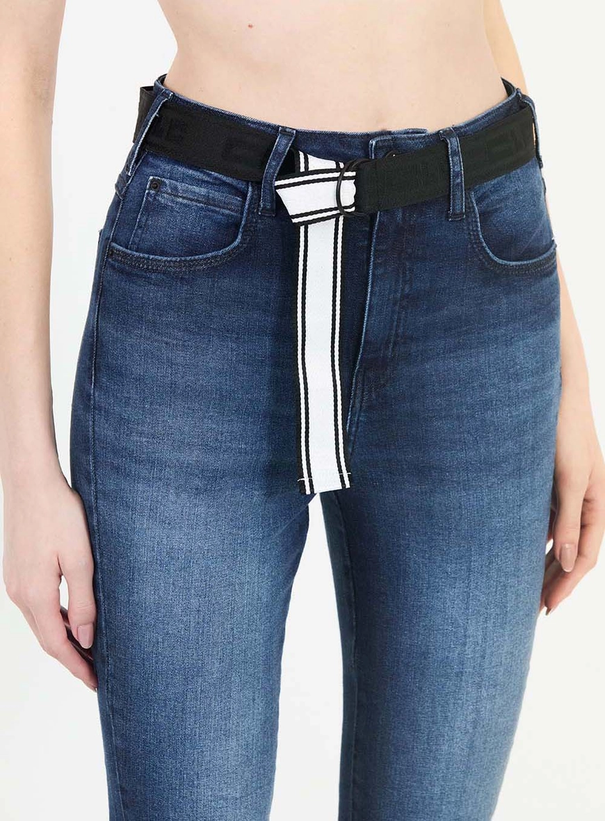 Calça Jeans Feminina Skinny Alta Com Cinto Índigo 5