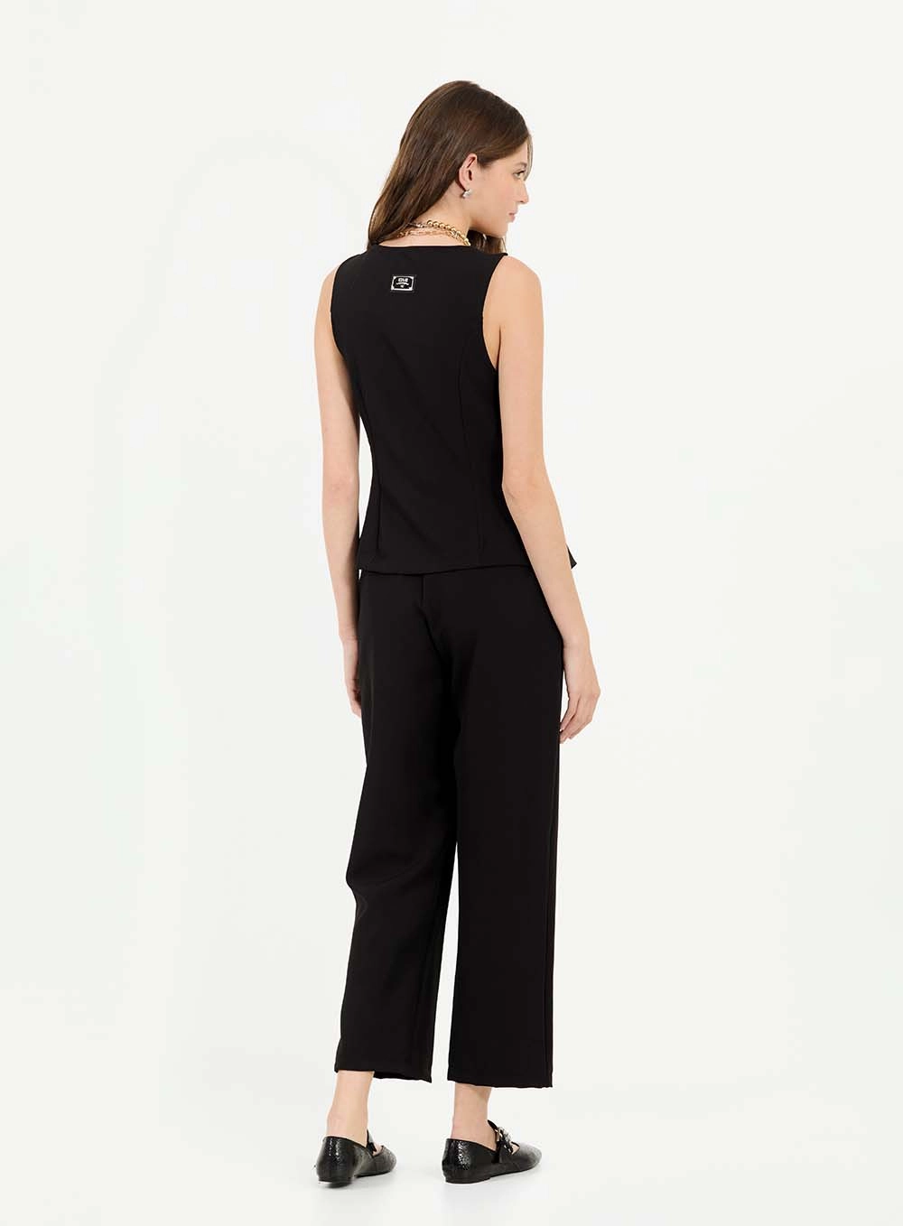 Calça De Alfaiataria Feminina Cintura Alta Preto 2