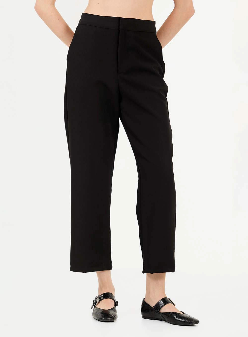 Calça De Alfaiataria Feminina Cintura Alta Preto 3