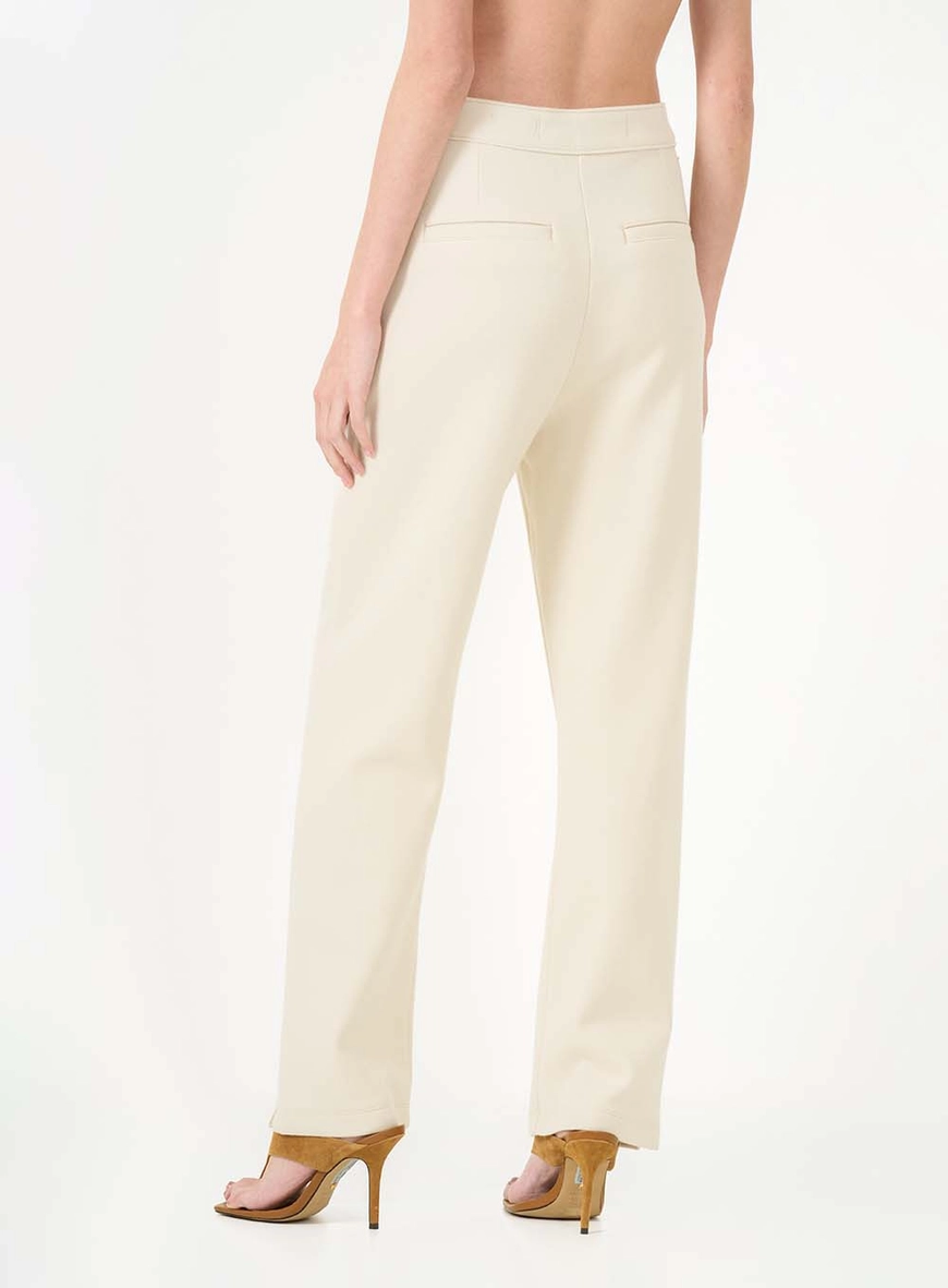 Calça Feminina Alfaiataria Reta Alta Bege Italian 3