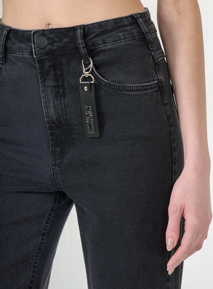 Calça Jeans Wide Leg Stretch Indigo Preto 5