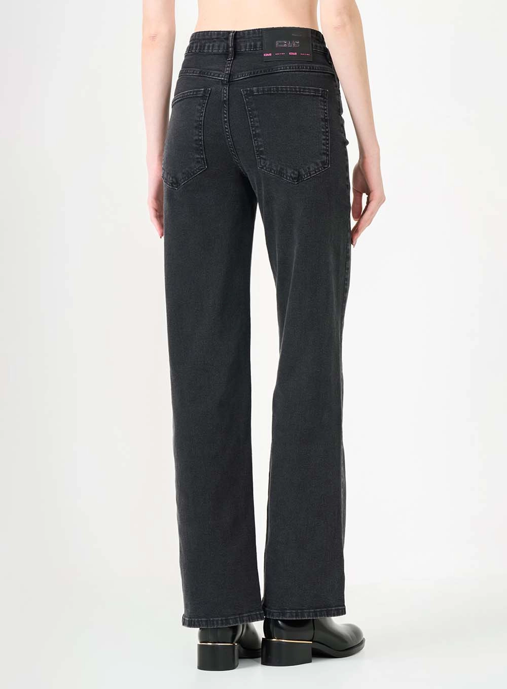 Calça Jeans Wide Leg Stretch Indigo Preto 4