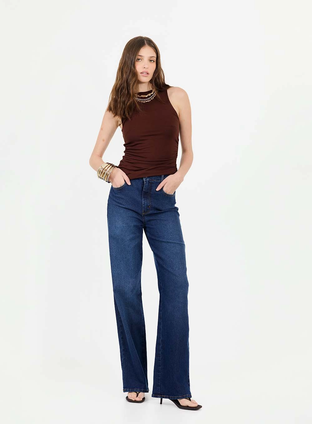 Calça Jeans Wide Leg Stretch Índigo 1