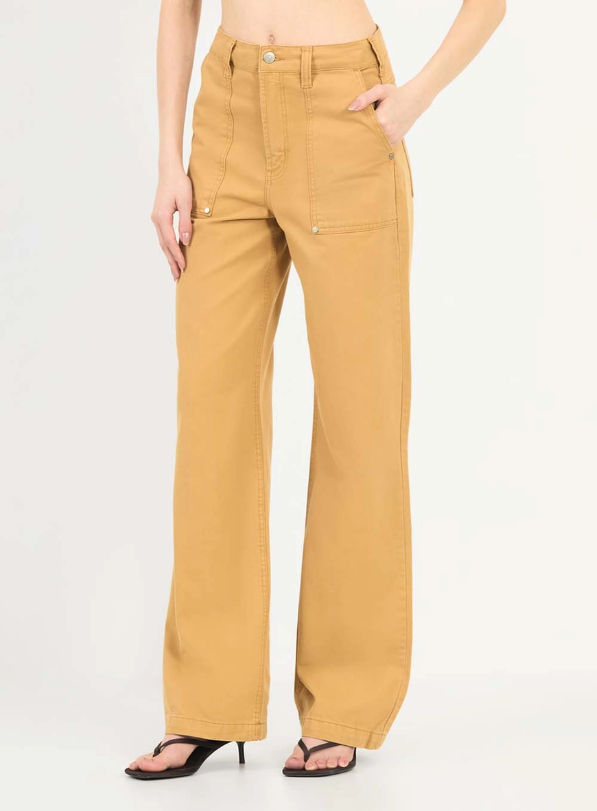 Calça Sarja Feminina Wide Leg Marrom 3