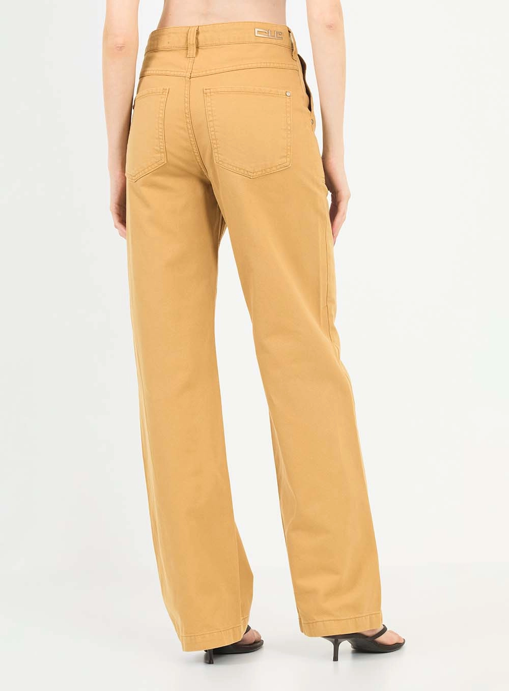 Calça Sarja Feminina Wide Leg Marrom 4