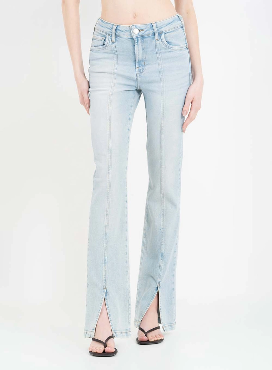 Calça Jeans Reta Stretch Com Aplicação Índigo 3