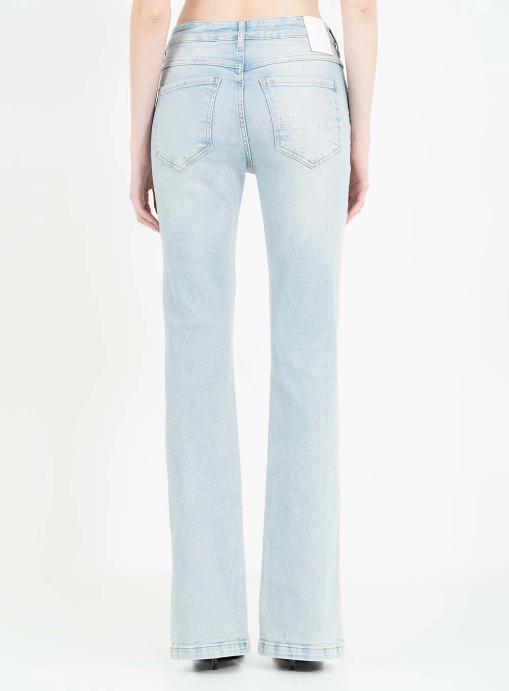 Calça Jeans Reta Stretch Com Aplicação Índigo 4