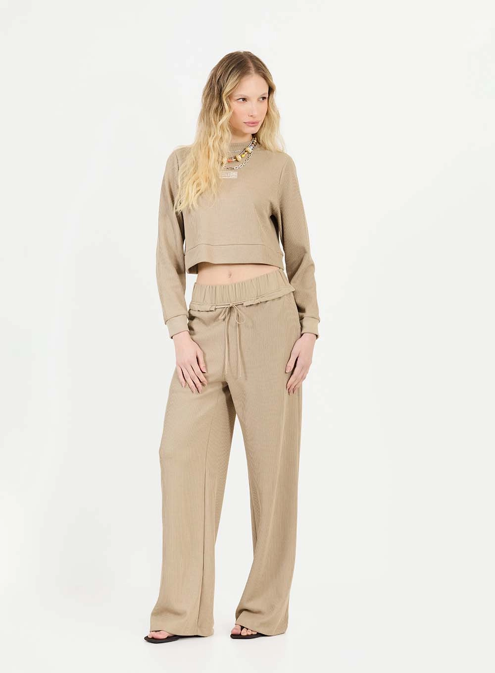 Calça Feminina Wide Bege 1
