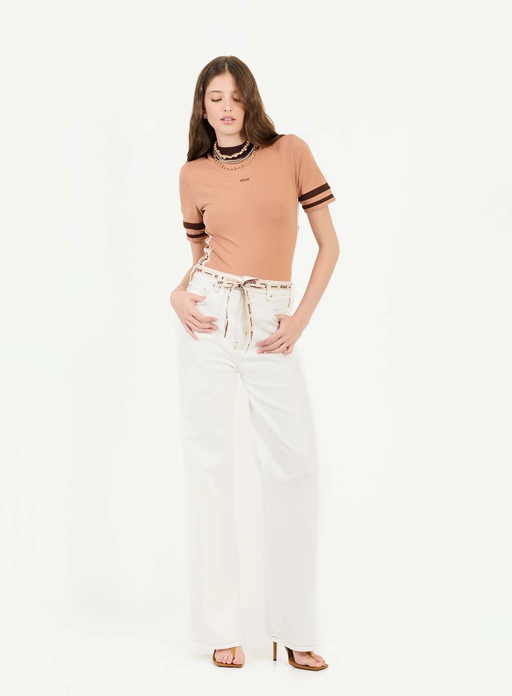 Calça Sarja Feminina Wide Leg Stretch Off Shell 1