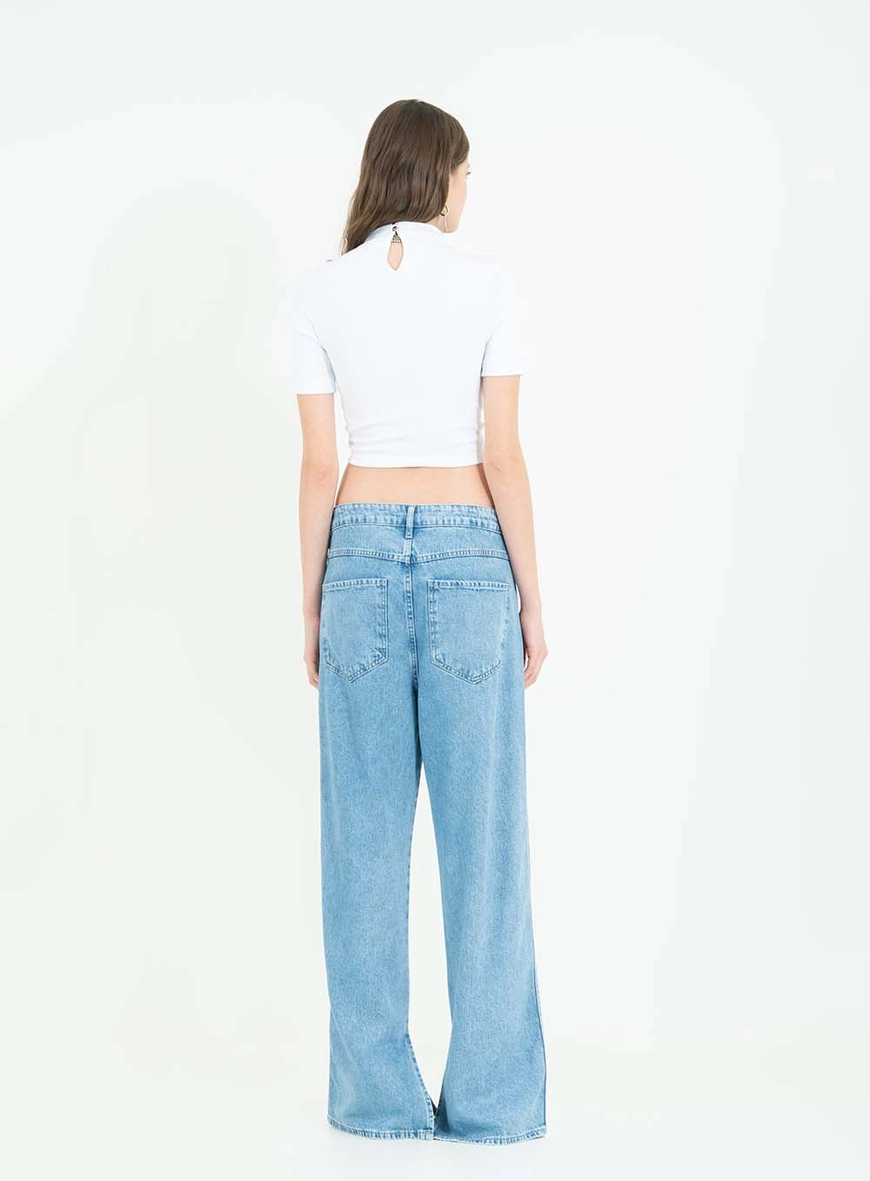 Calça Jeans Loose Fit Com Aplicação Índigo 2