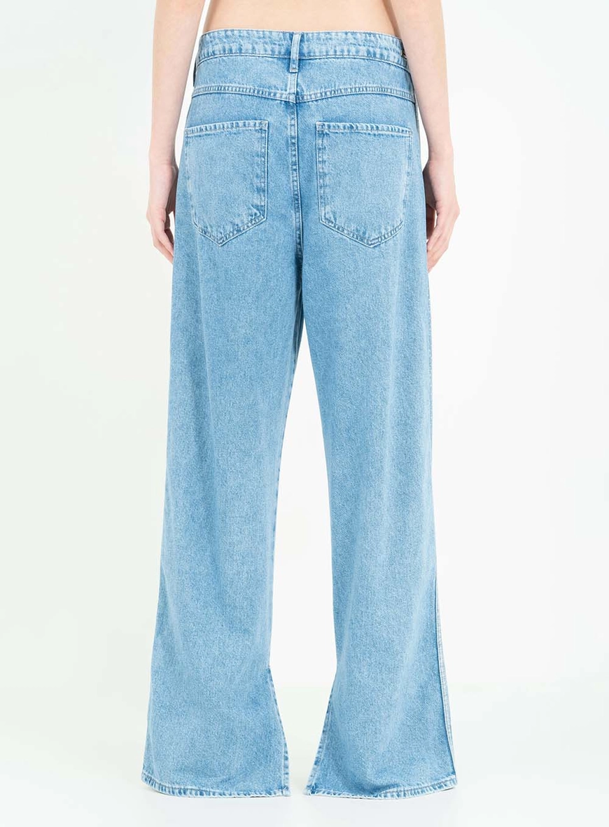 Calça Jeans Loose Fit Com Aplicação Índigo 4