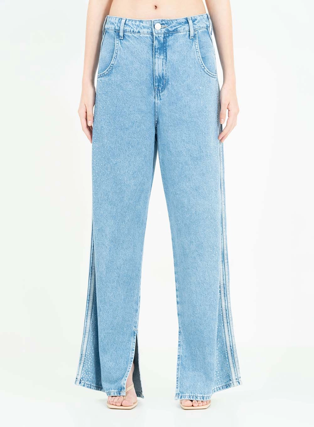 Calça Jeans Loose Fit Com Aplicação Índigo 3