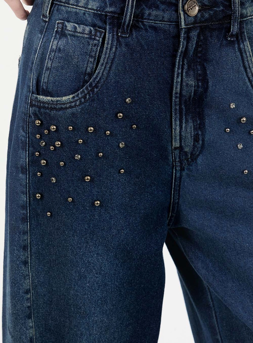 Calça Jeans New Fit Com Bordada Manual Índigo 5