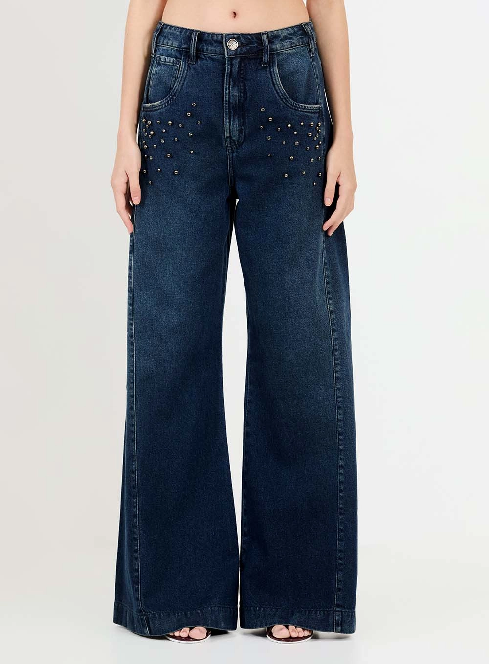 Calça Jeans New Fit Com Bordada Manual Índigo 3