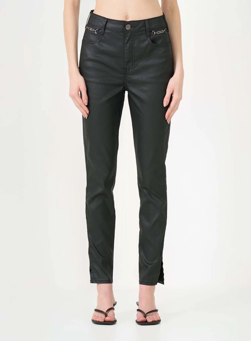 Calça Sarja Skinny Alta Resinada Preto 3